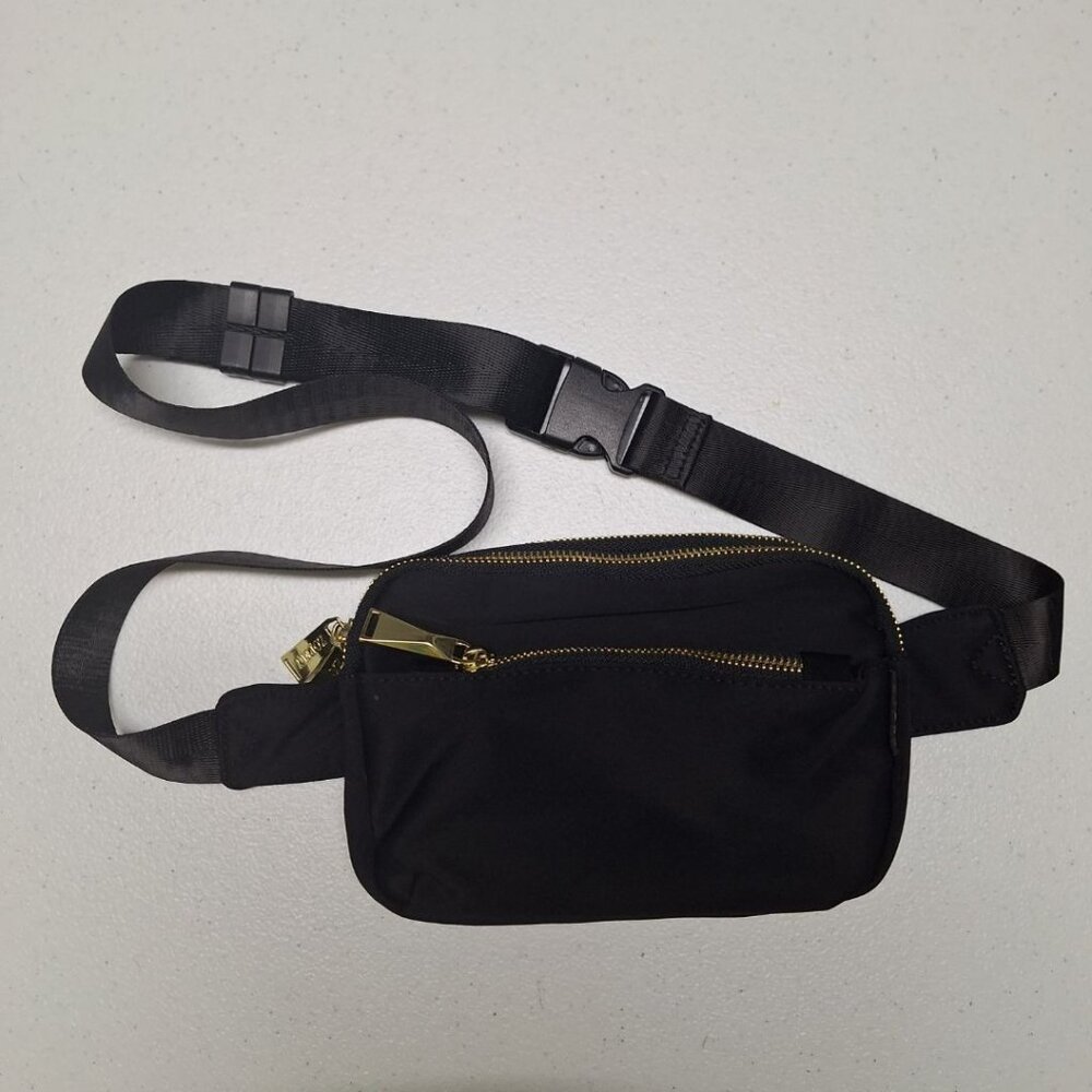 Zorfin Belt Fanny Bag Pack Black Gold Clip Zip Adjustable Pocket Travel Vacation